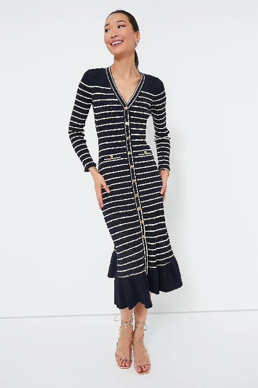 Minimalist DressNavy Stripe Marina Midi Dress