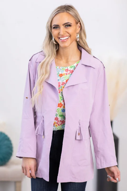 women's coats for those who seek both warmth and flairLavender Roll Sleeve Anorak Jacket