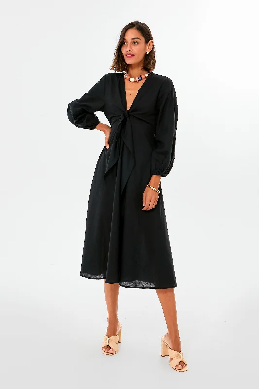 Body-Hugging DressBlack Novella Midi Dress