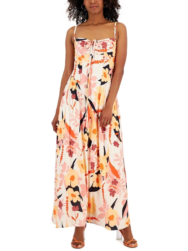 women's apple-shaped body dressesWomens Floral Print Viscose Maxi Dress