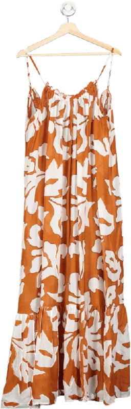 Flowy DressAnthropologie Orange The Malika Cover-up Maxi Dress UK Size 12