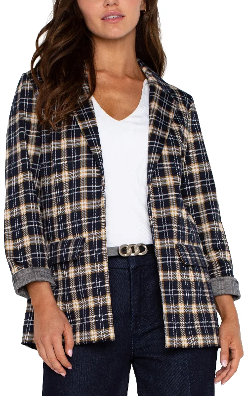 women's solid-color pantsPETITE BOYFRIEND BLAZER