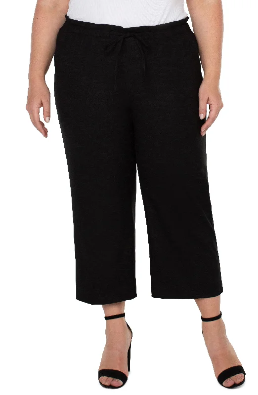 women's mid-rise pantsPULL-ON TIE WAIST WIDE LEG ANKLE