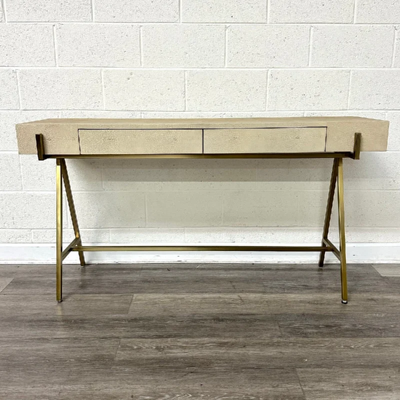 women's high-end dressesFaux Shagreen & Brass Console Table