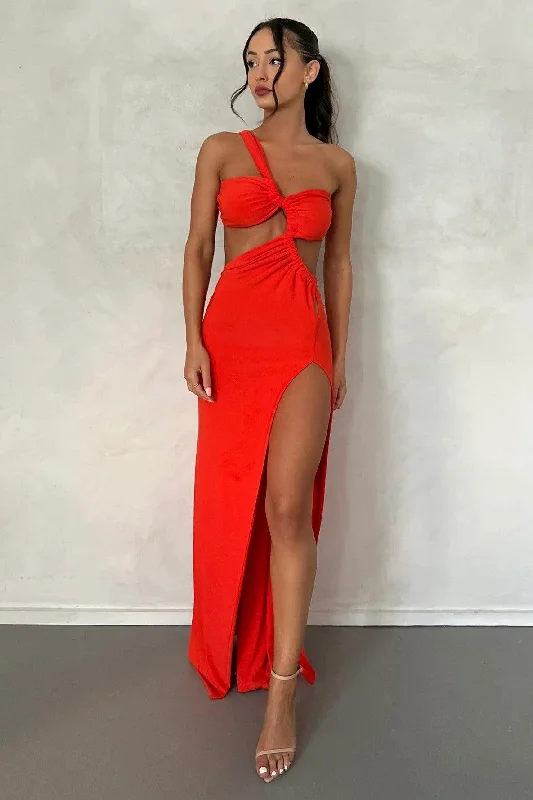 women's ruffle dressesEve Gown - Tangerine