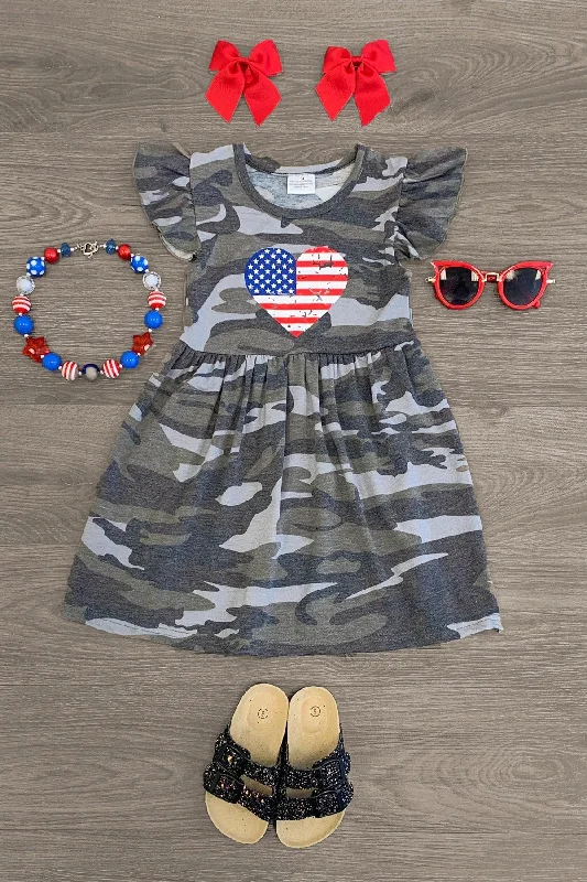 Designer DressPatriotic Heart Camo Dress