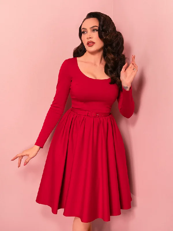 women's A-line dressesPRE-ORDER - Troublemaker Swing Dress in Red - Vixen by Micheline Pitt