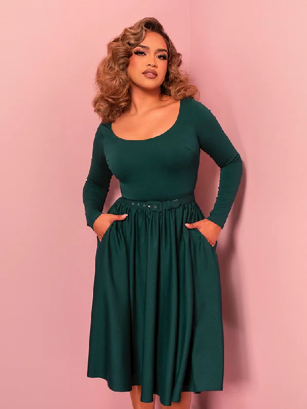 women's plus-size dressesPRE-ORDER - Troublemaker Swing Dress in Spruce Green - Vixen by Micheline Pitt