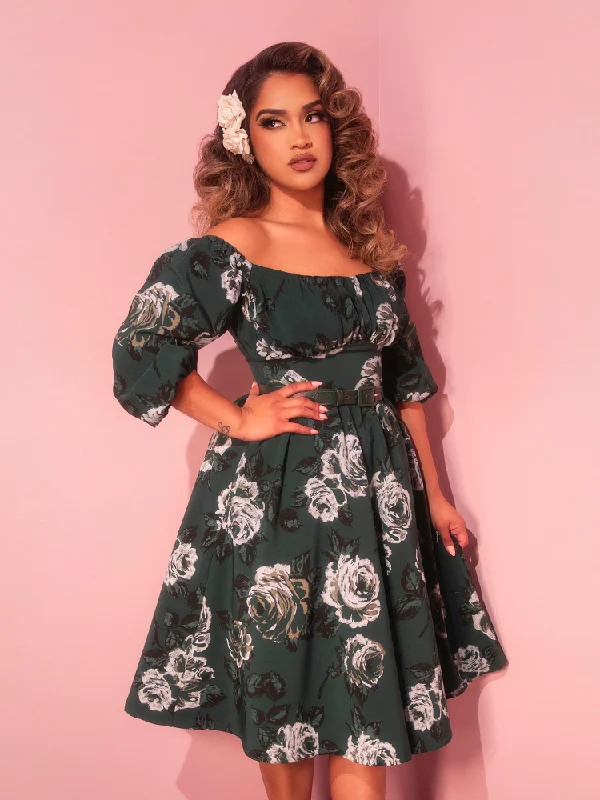 women's stylish dressesPRE-ORDER - Vacation Dress in Vintage Green Roses - Vixen by Micheline Pitt