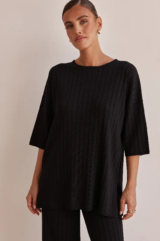 women's one-shoulder dressesVenice Knit Top (Black)